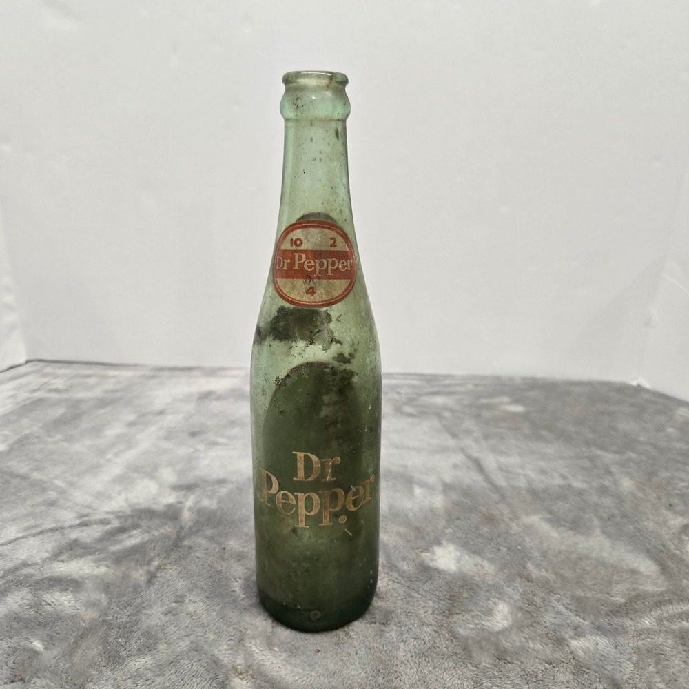Vintage Dr Pepper 10-2-4 Soda Bottle Green Glass Philadelphia PA Collectible